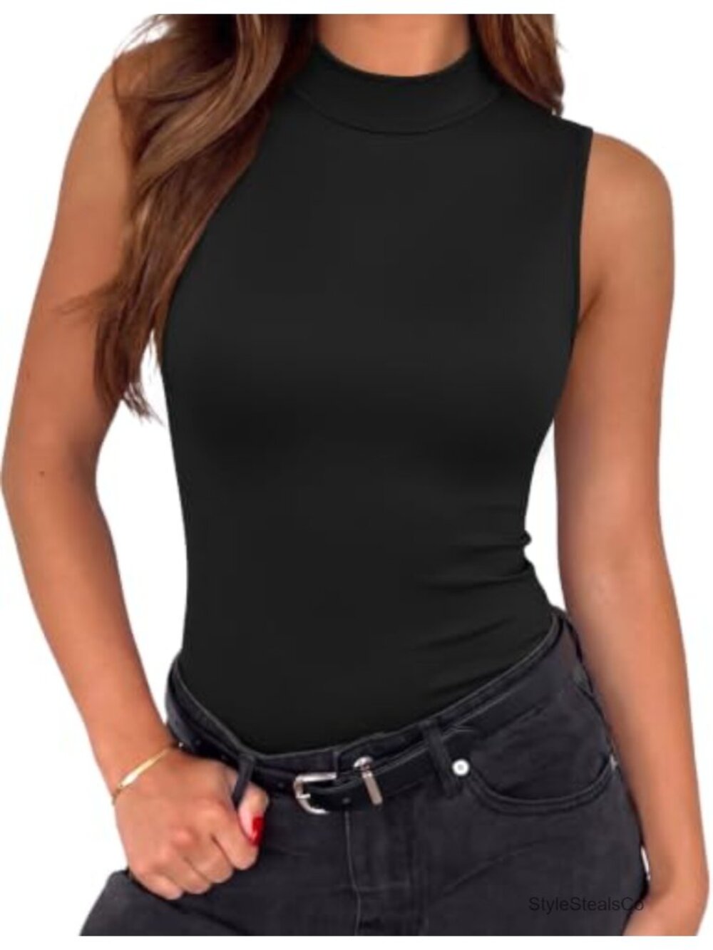 Zeagoo Mock Turtleneck Sleeveless Slim Fit Tank Top 95 Polyester 5 Spandex